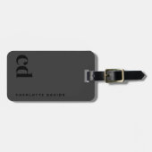 Étiquette À Bagage Monogramme noir (Devant horizontal)