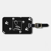 Étiquette À Bagage Monogramme | Noir & blanc mignon Chien Chien Empre (Devant horizontal)