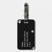 Étiquette À Bagage Monogramme | Noir & blanc mignon Chien Chien Empre (Dos Vertical)