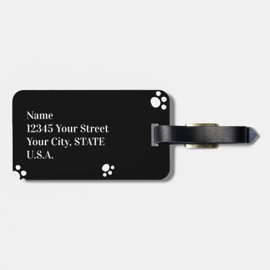 Étiquette À Bagage Monogramme | Noir & blanc mignon Chien Chien Empre (Dos horizontal)