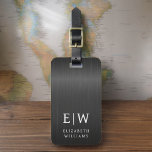 Étiquette À Bagage Monogramme Noir brossé métal élégant<br><div class="desc">Améliorez votre expérience de voyage avec notre étiquette de bagages Monogramme minimaliste classique élégant et moderne. Cet accessoire méticuleusement conçu allie élégance intemporelle et minimalisme contemporain, assurant à vos bagages un caractère sophistiqué. Réalisée avec précision et attention au détail, cette étiquette à bagages est plus qu'un simple article pratique, c'est...</div>