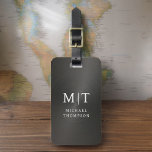 Étiquette À Bagage Monogramme Noir brossé métal élégant<br><div class="desc">Améliorez votre expérience de voyage avec notre étiquette de bagages Monogramme minimaliste classique élégant et moderne. Cet accessoire méticuleusement conçu allie élégance intemporelle et minimalisme contemporain, assurant à vos bagages un caractère sophistiqué. Réalisée avec précision et attention au détail, cette étiquette à bagages est plus qu'un simple article pratique, c'est...</div>
