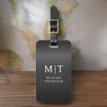 Étiquette À Bagage Monogramme Noir brossé métal élégant<br><div class="desc">Améliorez votre expérience de voyage avec notre étiquette de bagages Monogramme minimaliste classique élégant et moderne. Cet accessoire méticuleusement conçu allie élégance intemporelle et minimalisme contemporain, assurant à vos bagages un caractère sophistiqué. Réalisée avec précision et attention au détail, cette étiquette à bagages est plus qu'un simple article pratique, c'est...</div>
