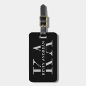 Étiquette À Bagage Monogramme noir Cool moderne (Devant Vertical)