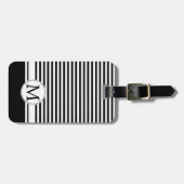 Étiquette À Bagage Monogramme noir et blanc (Devant horizontal)