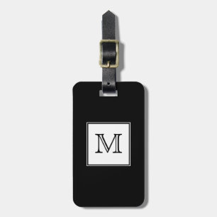 Étiquette À Bagage Monogramme noir et blanc