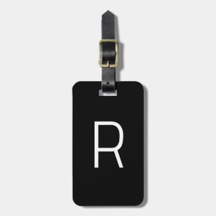 Étiquette À Bagage Monogramme noir et blanc Cadeau personnalisé avec
