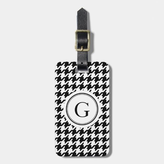 Étiquette À Bagage Monogramme noir et blanc classique de (Devant Vertical)