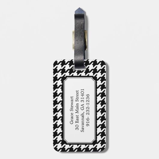 Étiquette À Bagage Monogramme noir et blanc classique de (Dos Vertical)