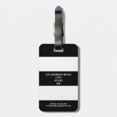 Étiquette À Bagage Monogramme noir et blanc de guirlande de laurier (Dos Vertical)