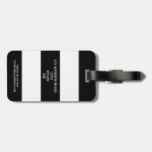 Étiquette À Bagage Monogramme noir et blanc de guirlande de laurier (Dos horizontal)