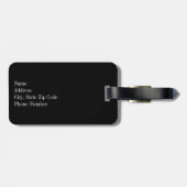 Étiquette À Bagage Monogramme noir et blanc de point de polka (Dos horizontal)