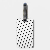 Étiquette À Bagage Monogramme noir et blanc élégant de point de polka (Dos Vertical)