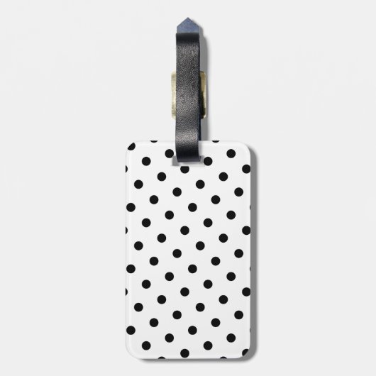 Étiquette À Bagage Monogramme noir et blanc élégant de point de polka (Dos Vertical)