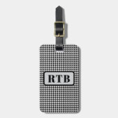 Étiquette À Bagage Monogramme noir et blanc Houndstooth 2 faces avec (Devant Vertical)