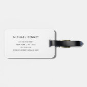 Étiquette À Bagage Monogramme noir et blanc moderne (Dos horizontal)