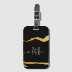Étiquette À Bagage Monogramme noir et doré