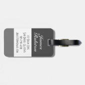 Étiquette À Bagage Monogramme noir et gris, personnalisation (Dos horizontal)