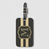 Étiquette À Bagage Monogramme noir et or (Devant Vertical)