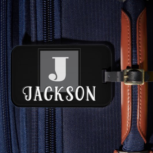 Étiquette À Bagage Monogramme noir grande initiale (Insitu Rectoal 4)
