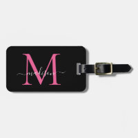 Monogramme noir Magenta rose Nom du script Style