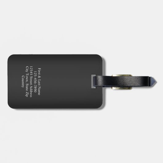 Étiquette À Bagage Monogramme noir moderne personnalisé (Dos horizontal)