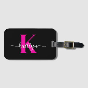 Étiquette À Bagage Monogramme noir rose