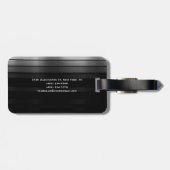 Étiquette À Bagage Monogramme Noir Rouge Plaine Simple Moderne (Dos horizontal)