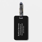 Étiquette À Bagage Monogramme noir violet (Dos Vertical)