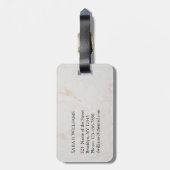 Étiquette À Bagage Monogramme Nom du Marbre blanc Noir moderne (Dos Vertical)
