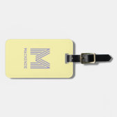 Étiquette À Bagage Monogramme Nom initial Beurre simple Lilac jaune (Devant horizontal)
