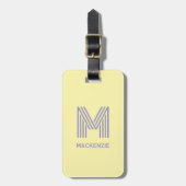Étiquette À Bagage Monogramme Nom initial Beurre simple Lilac jaune (Devant Vertical)