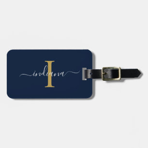 Étiquette À Bagage Monogramme Nom initial du script Adresse de retour