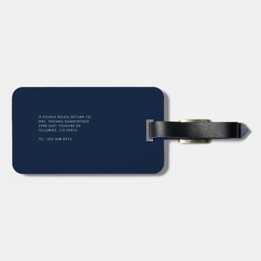 Étiquette À Bagage Monogramme Nom initial du script Adresse de retour (Dos horizontal)