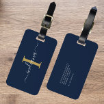 Étiquette À Bagage Monogramme Nom initial du script Adresse de retour<br><div class="desc">Créez votre propre Monogramme personnalisé et personnalisé Nom de script initial Adresse de retour Black Luggage Tag complètement en cliquant sur le bouton "Personnaliser". Utilisez le bouton "Customiser" pour réorganiser et formater le style et le placement du texte. Pourrait facilement être réadapté pour d'autres événements spéciaux tels que anniversaires, baby...</div>