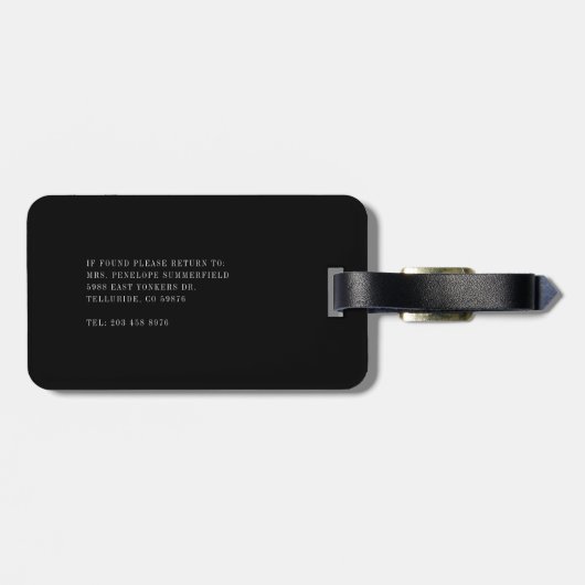 Étiquette À Bagage Monogramme Nom initial du script Adresse de retour (Dos horizontal)