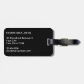 Étiquette À Bagage Monogramme Nom initial Gothique Noir (Dos horizontal)