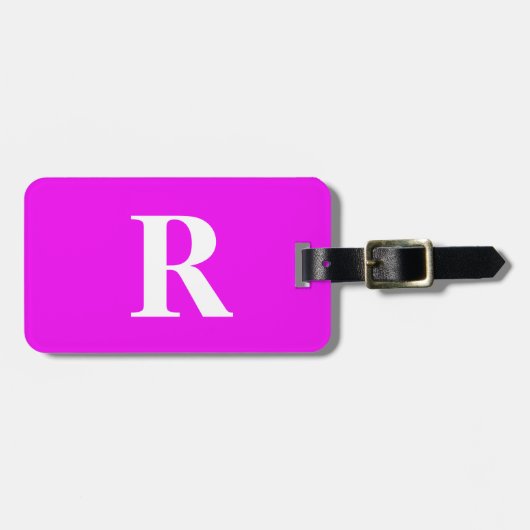 Étiquette À Bagage Monogramme Nom initial Modèle Purple Blanc Cute (Devant horizontal)