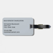 Étiquette À Bagage Monogramme Nom initial Poudre simple bleu (Dos horizontal)