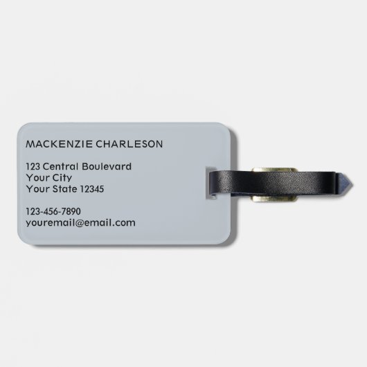 Étiquette À Bagage Monogramme Nom initial Poudre simple bleu (Dos horizontal)