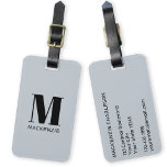 Étiquette À Bagage Monogramme Nom initial Poudre simple bleu<br><div class="desc">La typographie moderne minimaliste monogramme design de nom initial en noir sur bleu poudreux qui peut être changé pour personnaliser.</div>