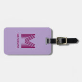 Étiquette À Bagage Monogramme Nom initial Simple Lilac Cherry rose (Devant horizontal)