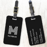 Étiquette À Bagage Monogramme Nom initial Simple Noir et Blanc<br><div class="desc">Améliorez votre expérience de voyage avec cette typographie moderne minimaliste monogramme design de nom initial en noir et blanc qui peut être modifié pour personnaliser. Ces étiquettes élégantes non seulement assurent que vos bagages se distinguent sur le carrousel, mais ajoutent également une touche personnelle à vos besoins de voyage. Conçu...</div>