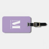 Étiquette À Bagage Monogramme Nom initial Simple Pastel Lilac (Devant horizontal)