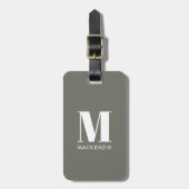 Étiquette À Bagage Monogramme Nom initial Simple Sage Green (Devant Vertical)