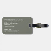 Étiquette À Bagage Monogramme Nom initial Simple Sage Green (Dos horizontal)