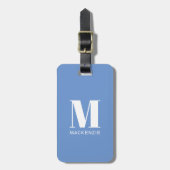 Étiquette À Bagage Monogramme Nom initial Simple Sky Blue (Devant Vertical)