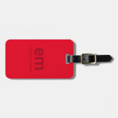 Étiquette À Bagage Monogramme Nom Moderne Minimal Rouge Voyage (Devant horizontal)