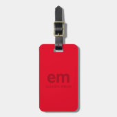 Étiquette À Bagage Monogramme Nom Moderne Minimal Rouge Voyage (Devant Vertical)