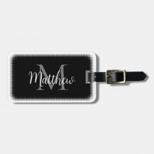 Étiquette À Bagage Monogramme Nom personnalisé initial Black Grey